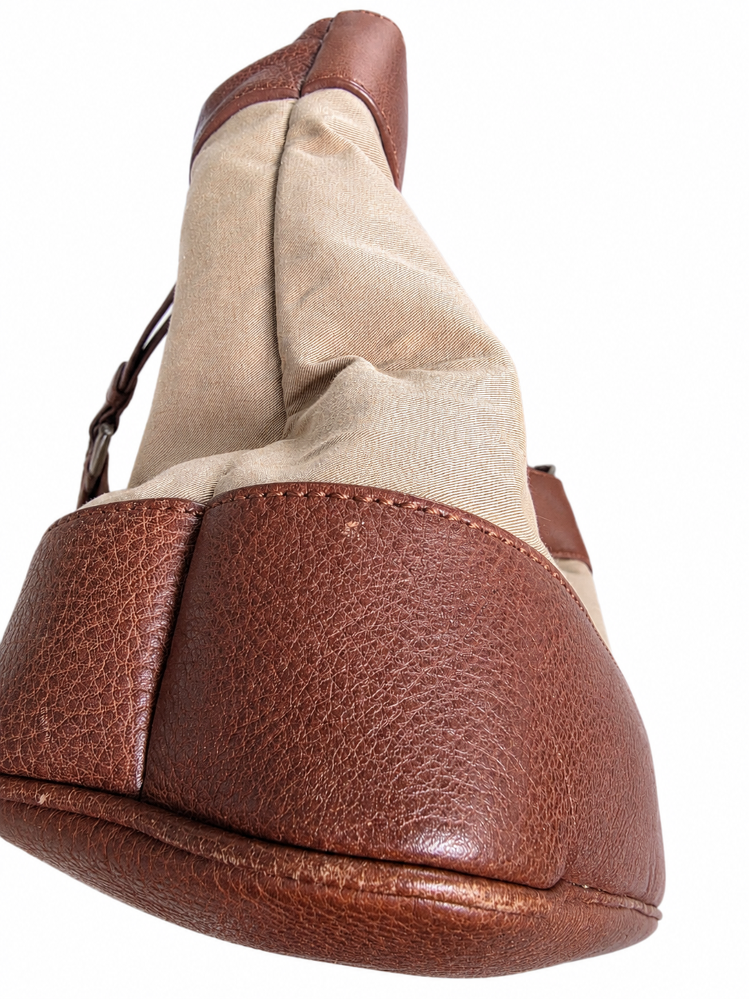 Burberry Leather- Trimmed Canvas Drawstring Bucket Bag