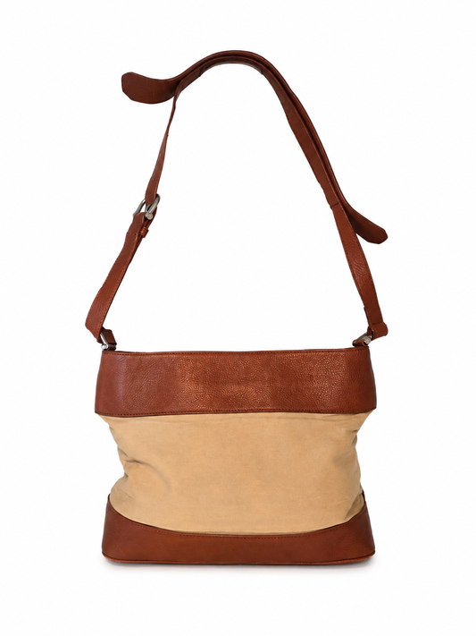 Burberry Leather- Trimmed Canvas Drawstring Bucket Bag