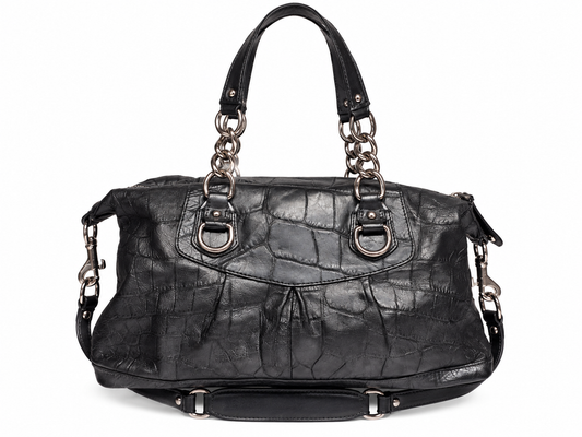 Coach Ashley Satchel in Dark grey Crocodile-embossed leather