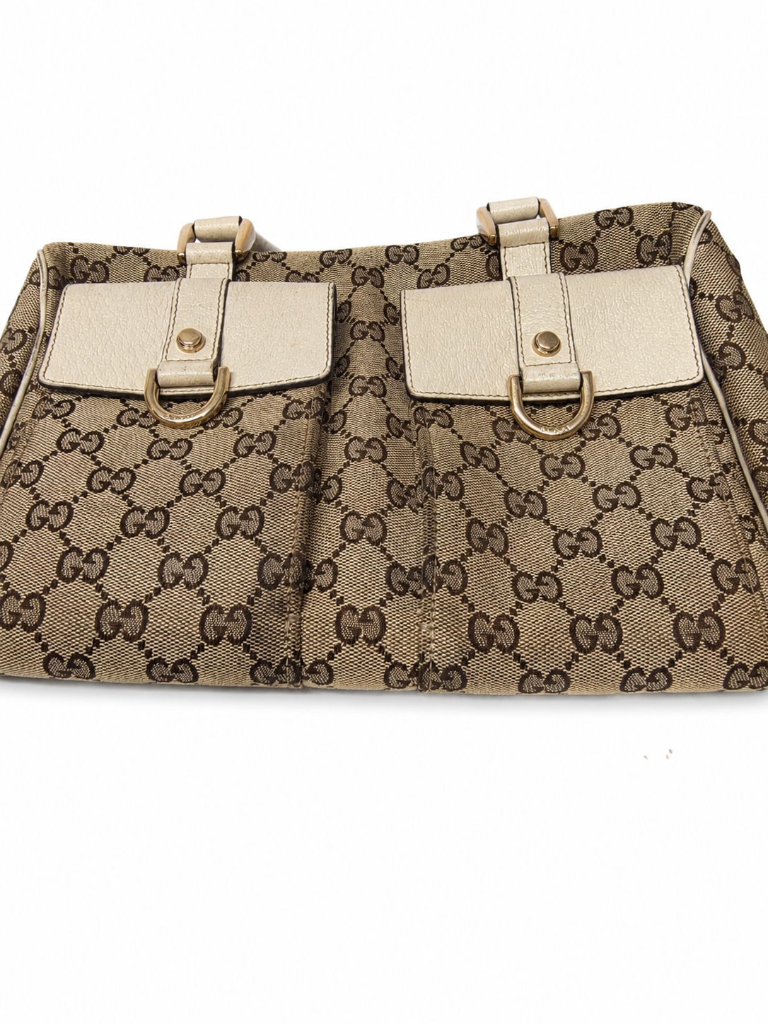 Gucci Vintage Beige GG Monogram Canvas Abbey Bag