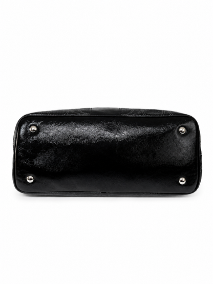 Coach Signature Stitched Patent Leather Kisslock Tote