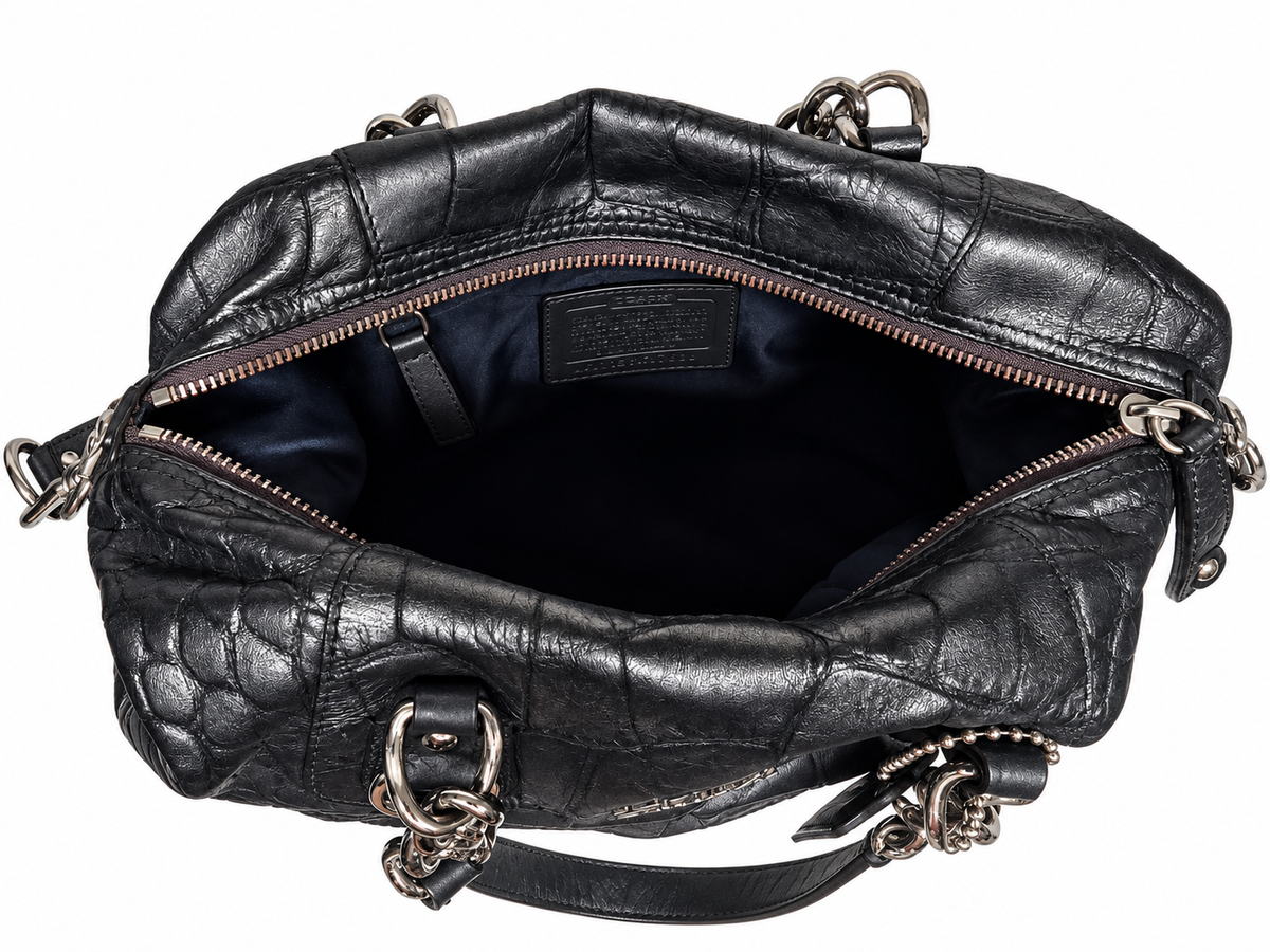 Coach Ashley Satchel in Dark grey Crocodile-embossed leather