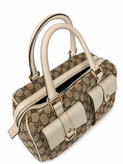Gucci Vintage Beige GG Monogram Canvas Abbey Bag