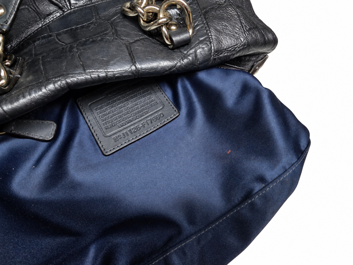 Coach Ashley Satchel in Dark grey Crocodile-embossed leather