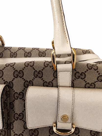 Gucci Vintage Beige GG Monogram Canvas Abbey Bag