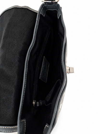 Coach Hampton Signature Flap Turnlock Shoulder Bag