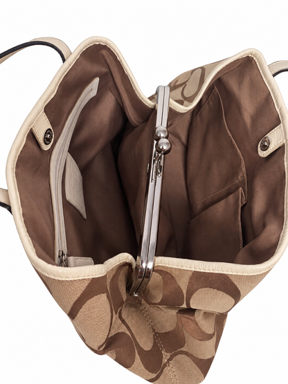 Coach Signature Stripe Framed Carryall Tote