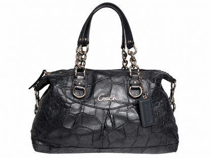 Coach Ashley Satchel in Dark grey Crocodile-embossed leather
