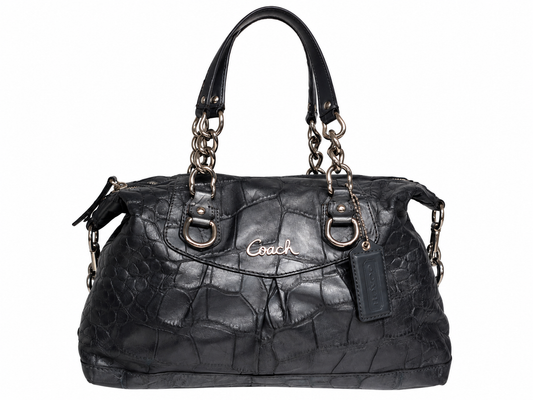 Coach Ashley Satchel in Dark grey Crocodile-embossed leather