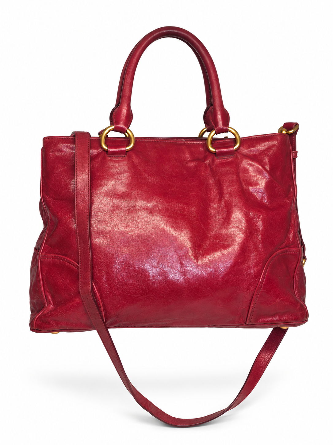 Miu Miu Vitello Shine Double Zip Tote Bag