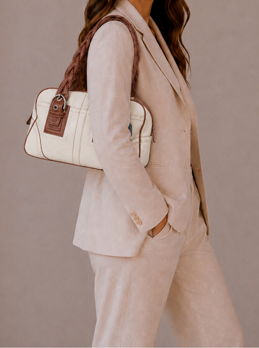 Coach Hampton Braided Leather Satchel