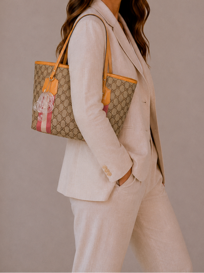 Gucci Jolie GG Canvas Web Stripe Tote Bag