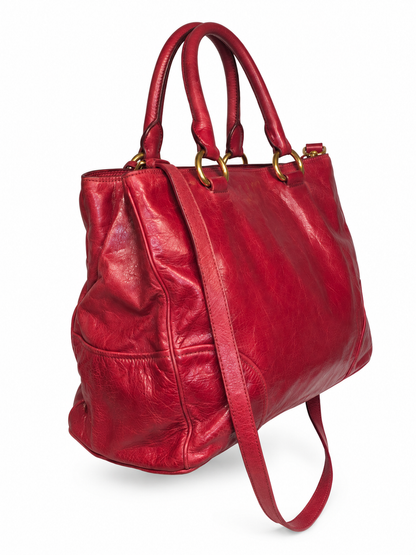 Miu Miu Vitello Shine Double Zip Tote Bag