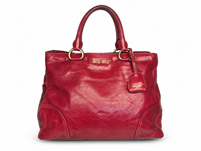 Miu Miu Vitello Shine Double Zip Tote Bag
