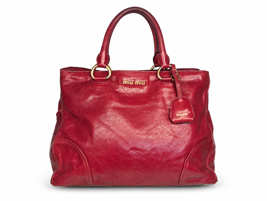 Miu Miu Vitello Shine Double Zip Tote Bag