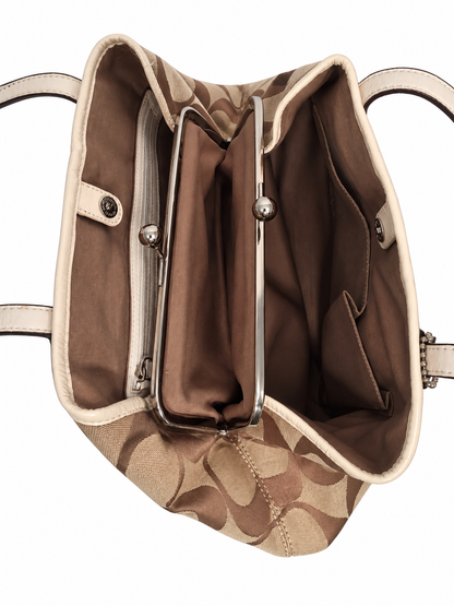 Coach Signature Stripe Framed Carryall Tote