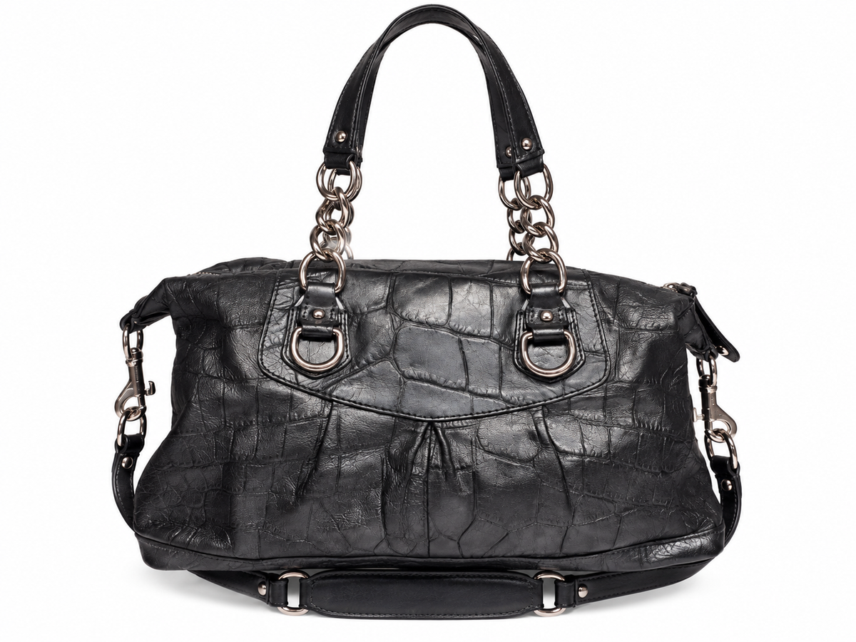 Coach Ashley Satchel in Dark grey Crocodile-embossed leather