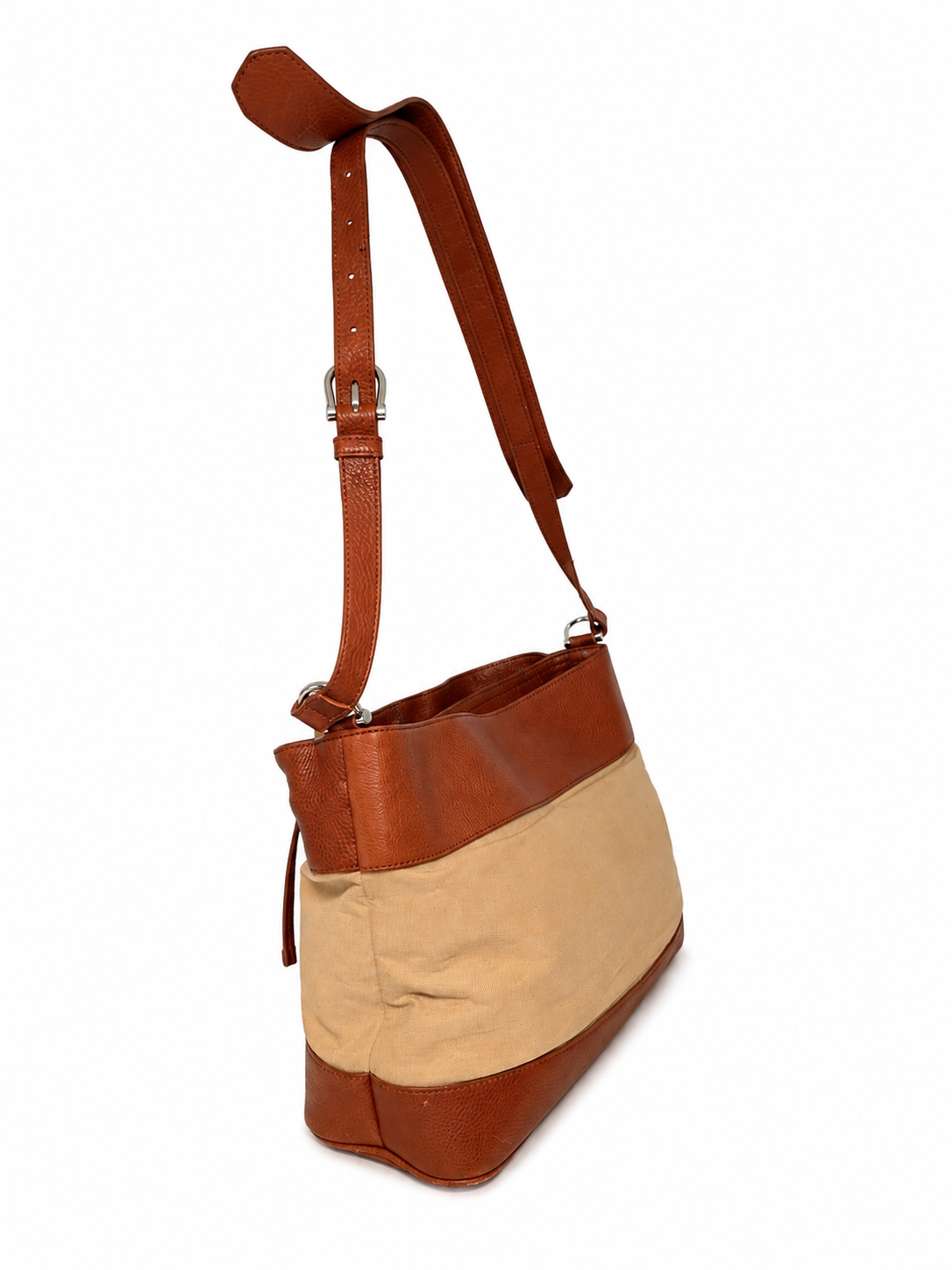 Burberry Leather- Trimmed Canvas Drawstring Bucket Bag