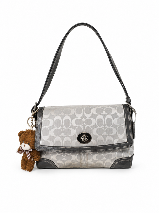 Coach Hampton Signature Flap Turnlock Shoulder Bag