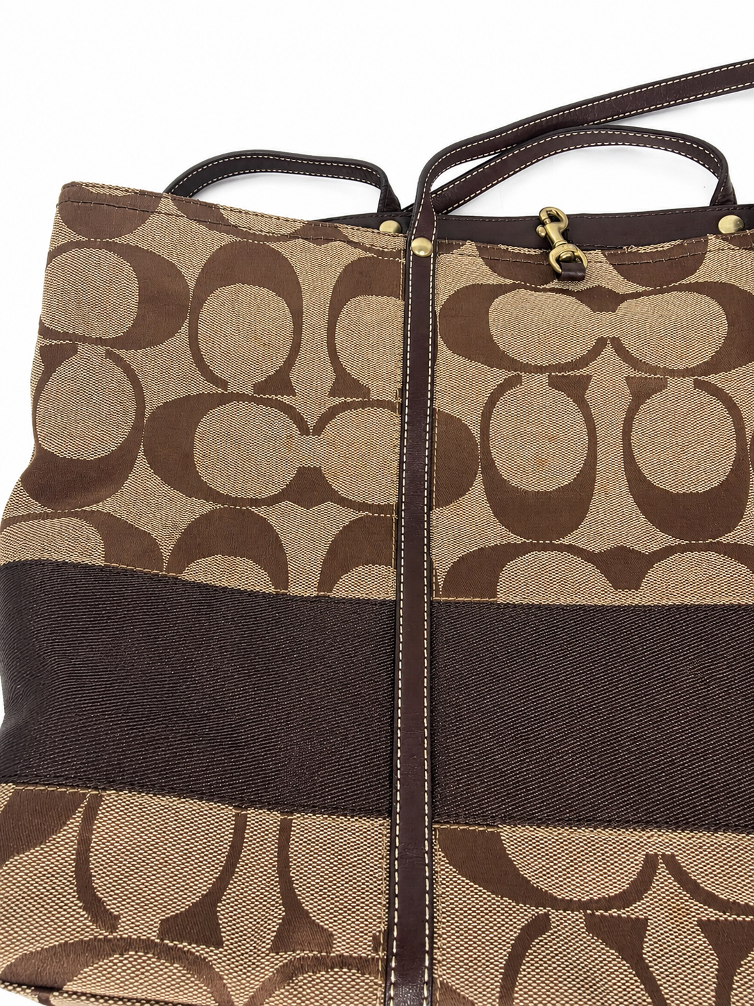 Vintage Coach Heritage Signature Stripe Tote Bag