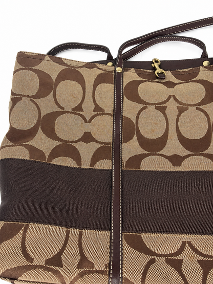 Vintage Coach Heritage Signature Stripe Tote Bag