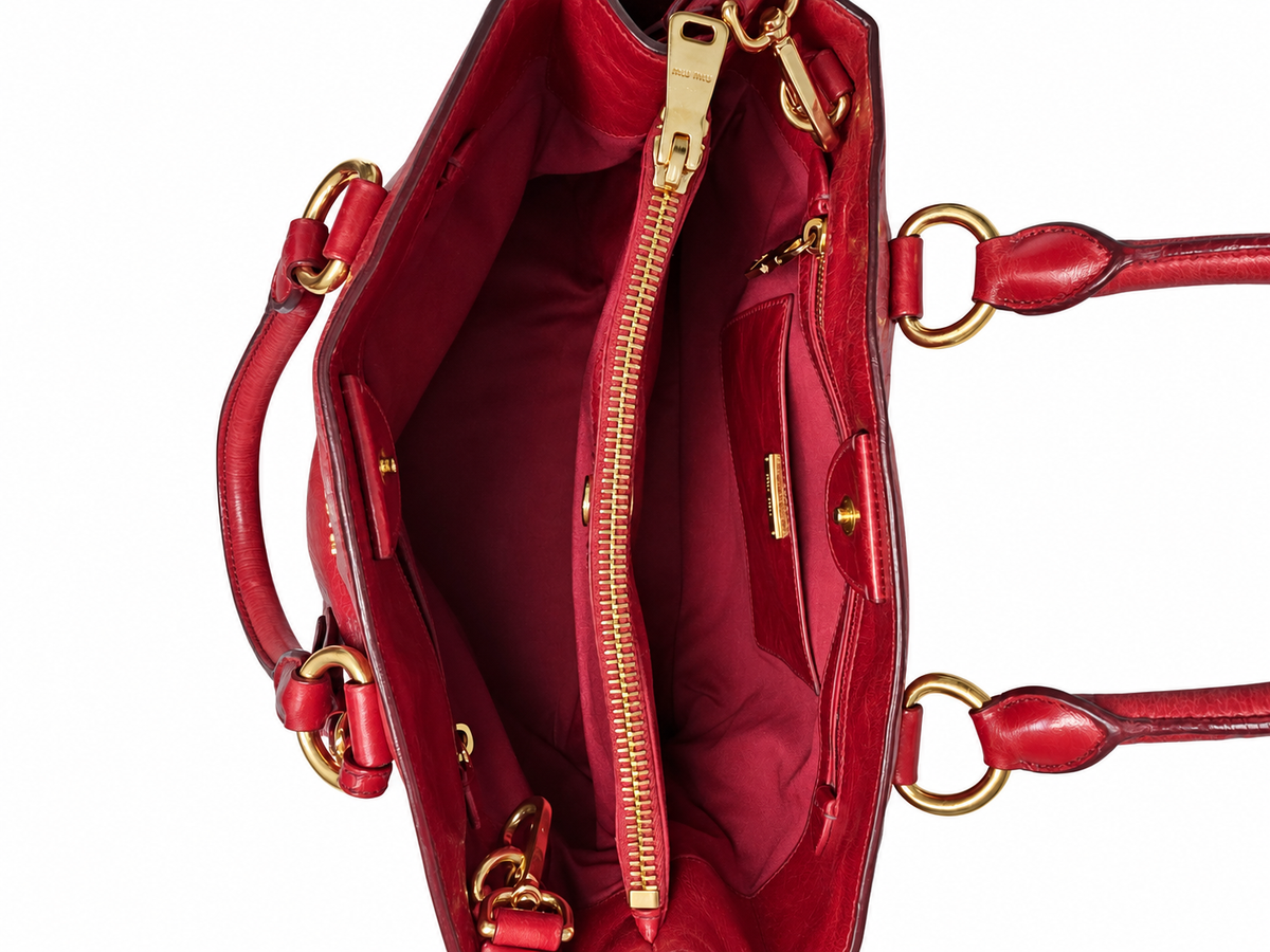 Miu Miu Vitello Shine Double Zip Tote Bag
