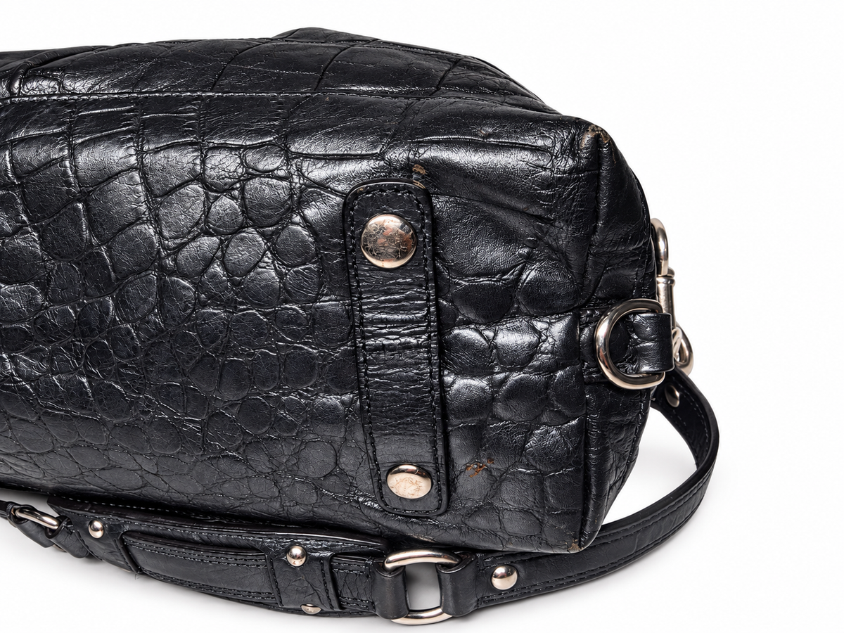 Coach Ashley Satchel in Dark grey Crocodile-embossed leather