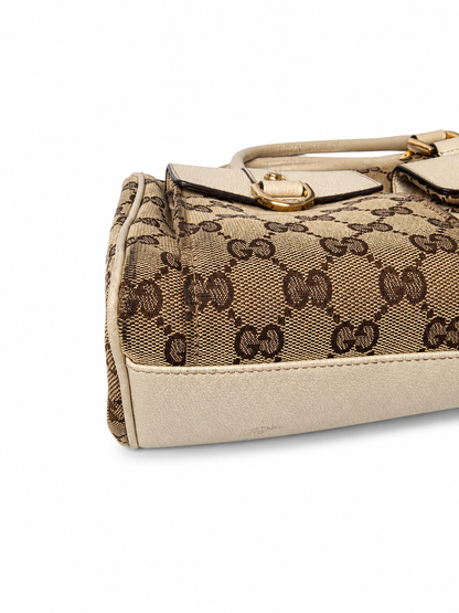 Gucci Vintage Beige GG Monogram Canvas Abbey Bag