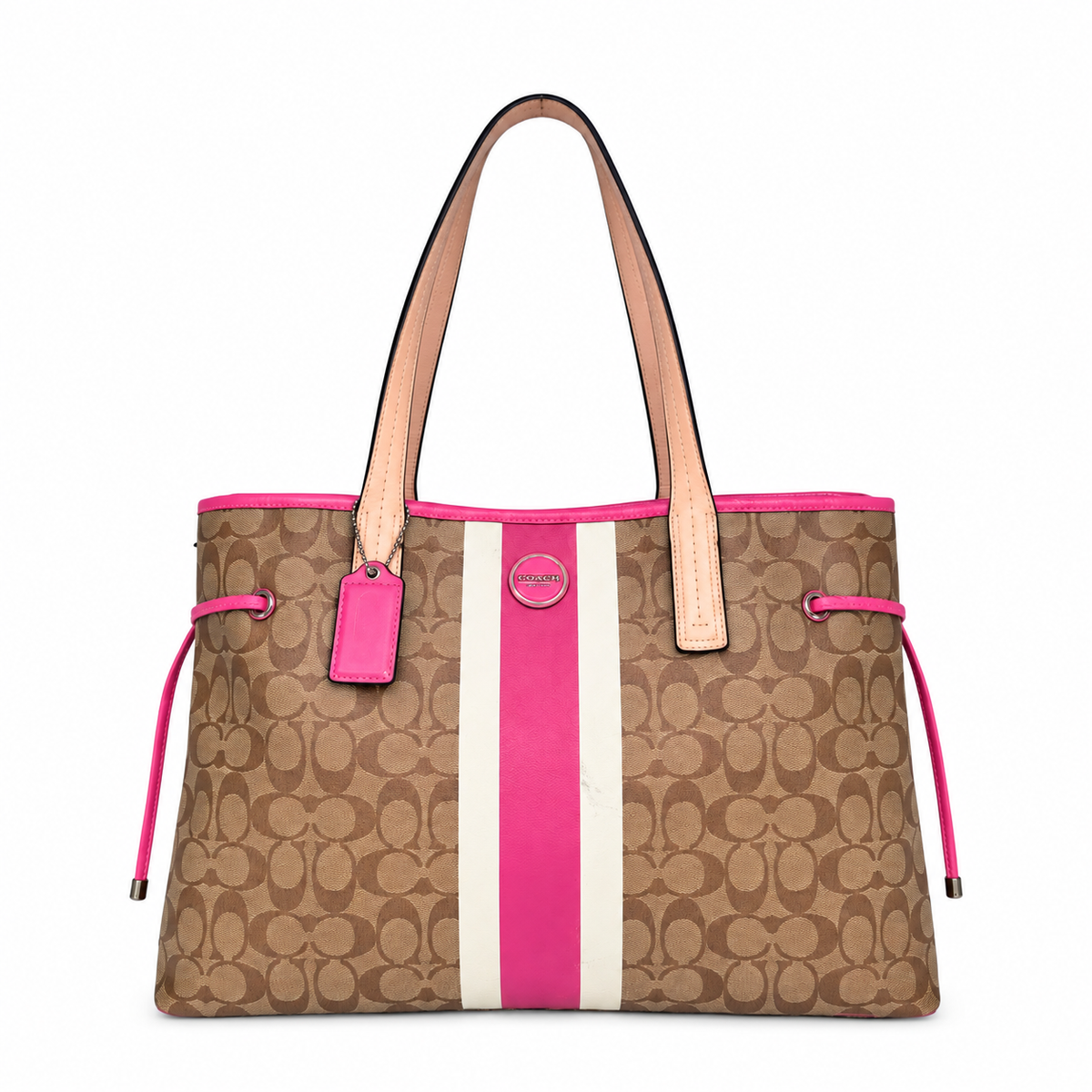 Coach Signature Stripe Drawstring Carryall Tote bag