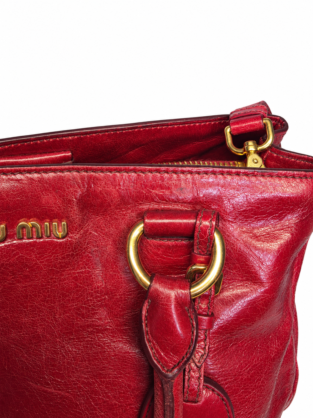 Miu Miu Vitello Shine Double Zip Tote Bag