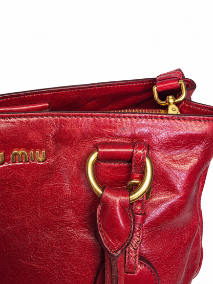 Miu Miu Vitello Shine Double Zip Tote Bag