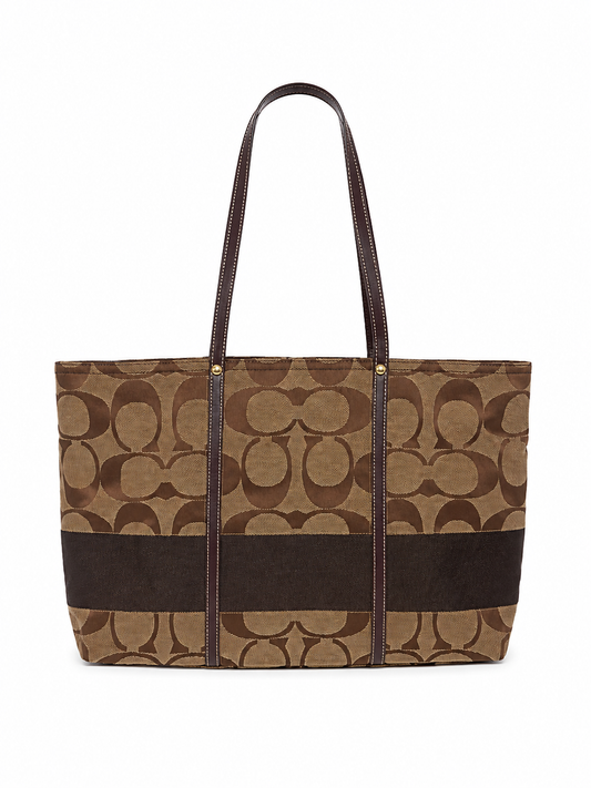 Vintage Coach Heritage Signature Stripe Tote Bag