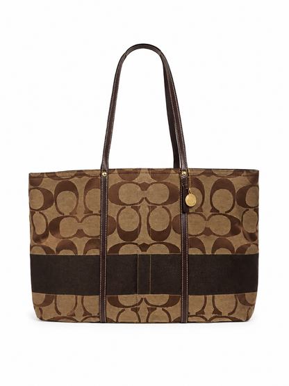 Vintage Coach Heritage Signature Stripe Tote Bag