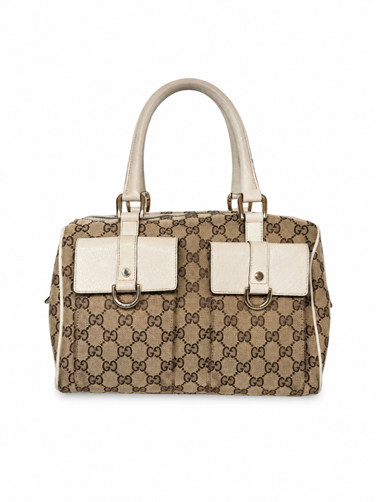 Gucci Vintage Beige GG Monogram Canvas Abbey Bag