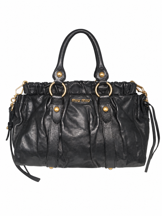 Miu Miu Vitello Lux Gathered Satchel bag
