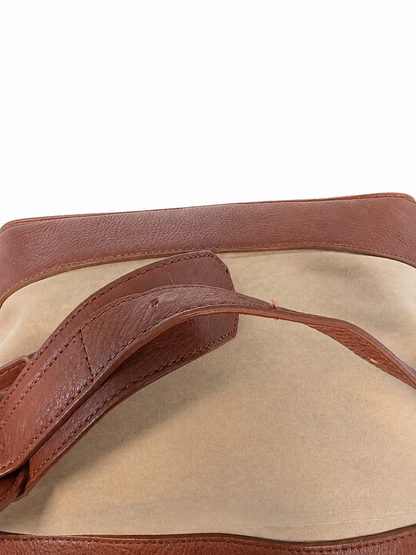 Burberry Leather- Trimmed Canvas Drawstring Bucket Bag