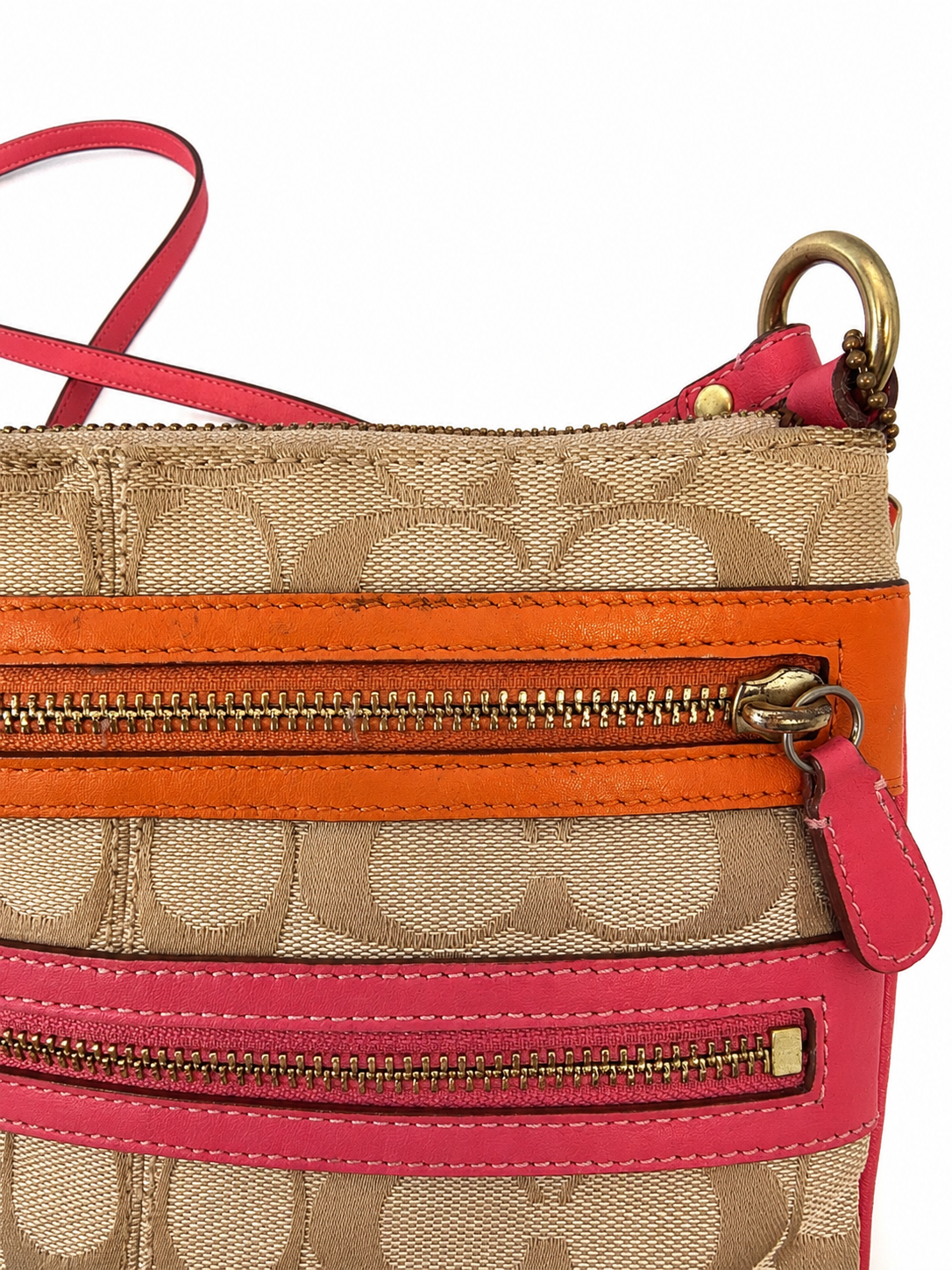 Coach pink and orange crossbody
