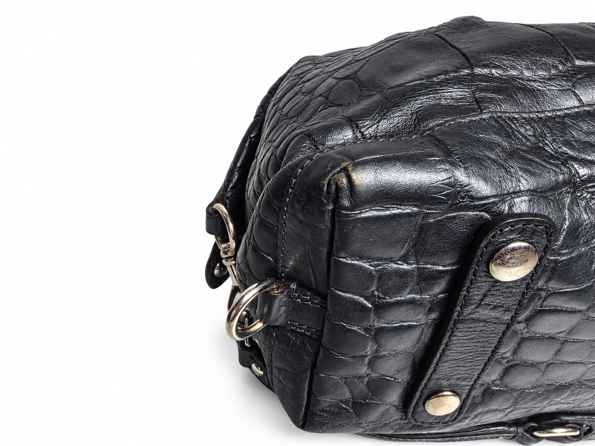 Coach Ashley Satchel in Dark grey Crocodile-embossed leather