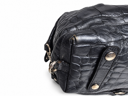 Coach Ashley Satchel in Dark grey Crocodile-embossed leather