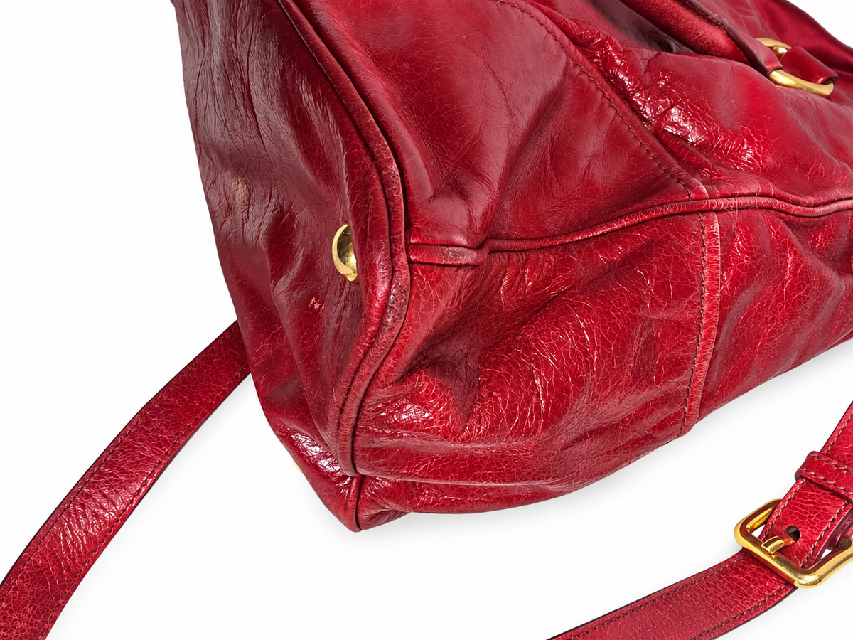Miu Miu Vitello Shine Double Zip Tote Bag