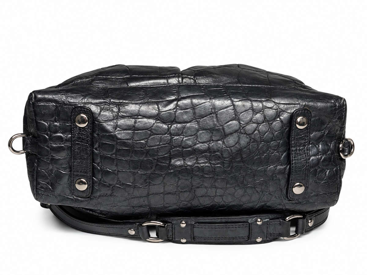 Coach Ashley Satchel in Dark grey Crocodile-embossed leather