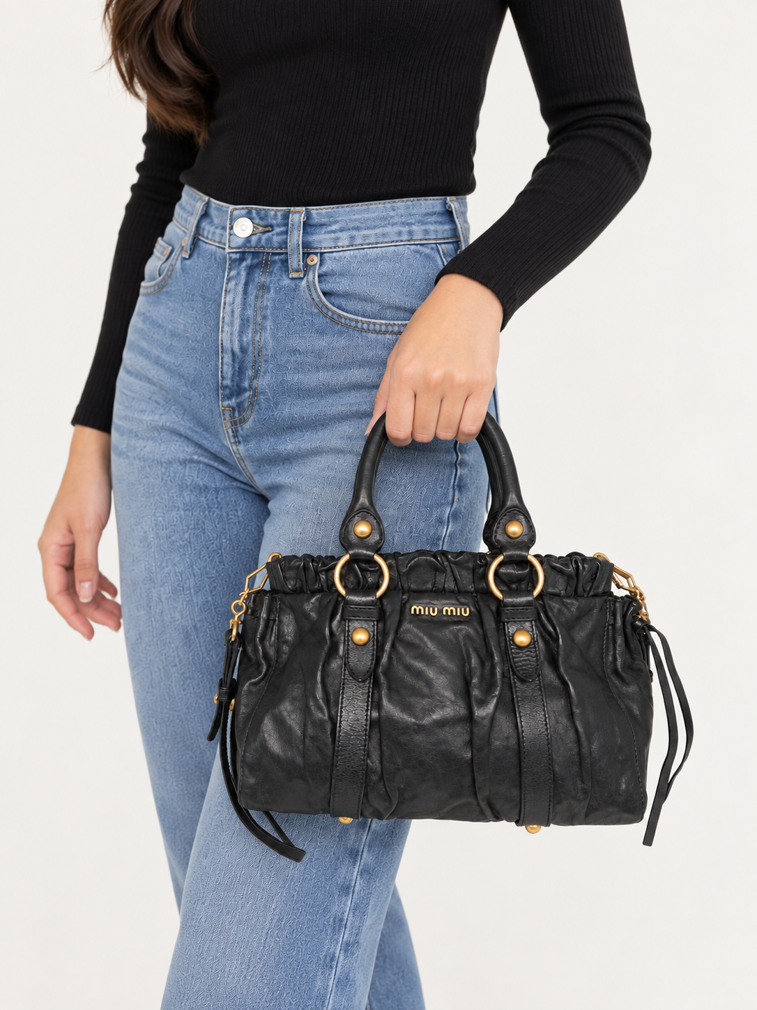 Miu Miu Vitello Lux Gathered Satchel bag