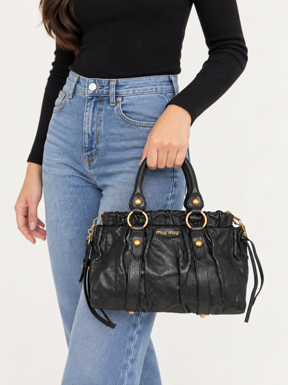 Miu Miu Vitello Lux Gathered Satchel bag
