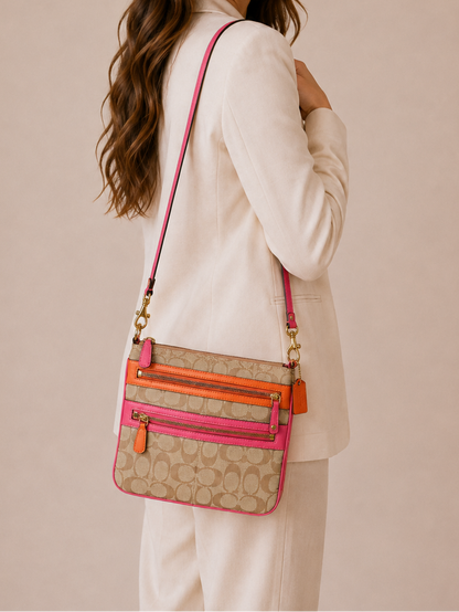 Coach pink and orange crossbody