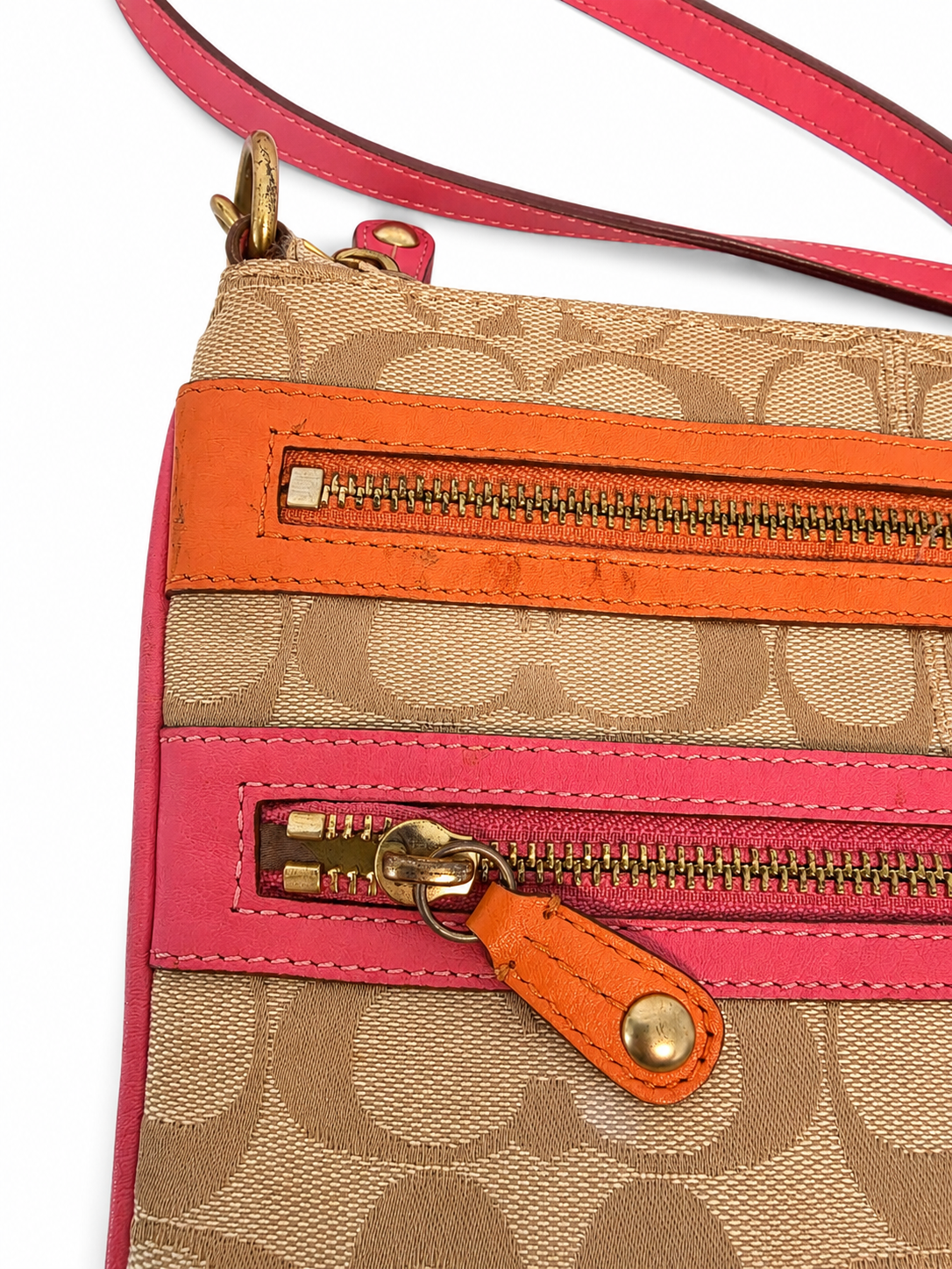 Coach pink and orange crossbody